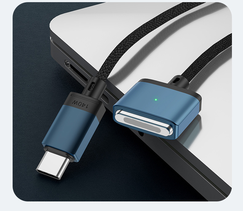 140W USB-C to MagSafe 3 Magnetic Charging Cable – 2M Braided Cord, PD 3.1 Fast Charge, LED Indicator for MacBook Air/Pro