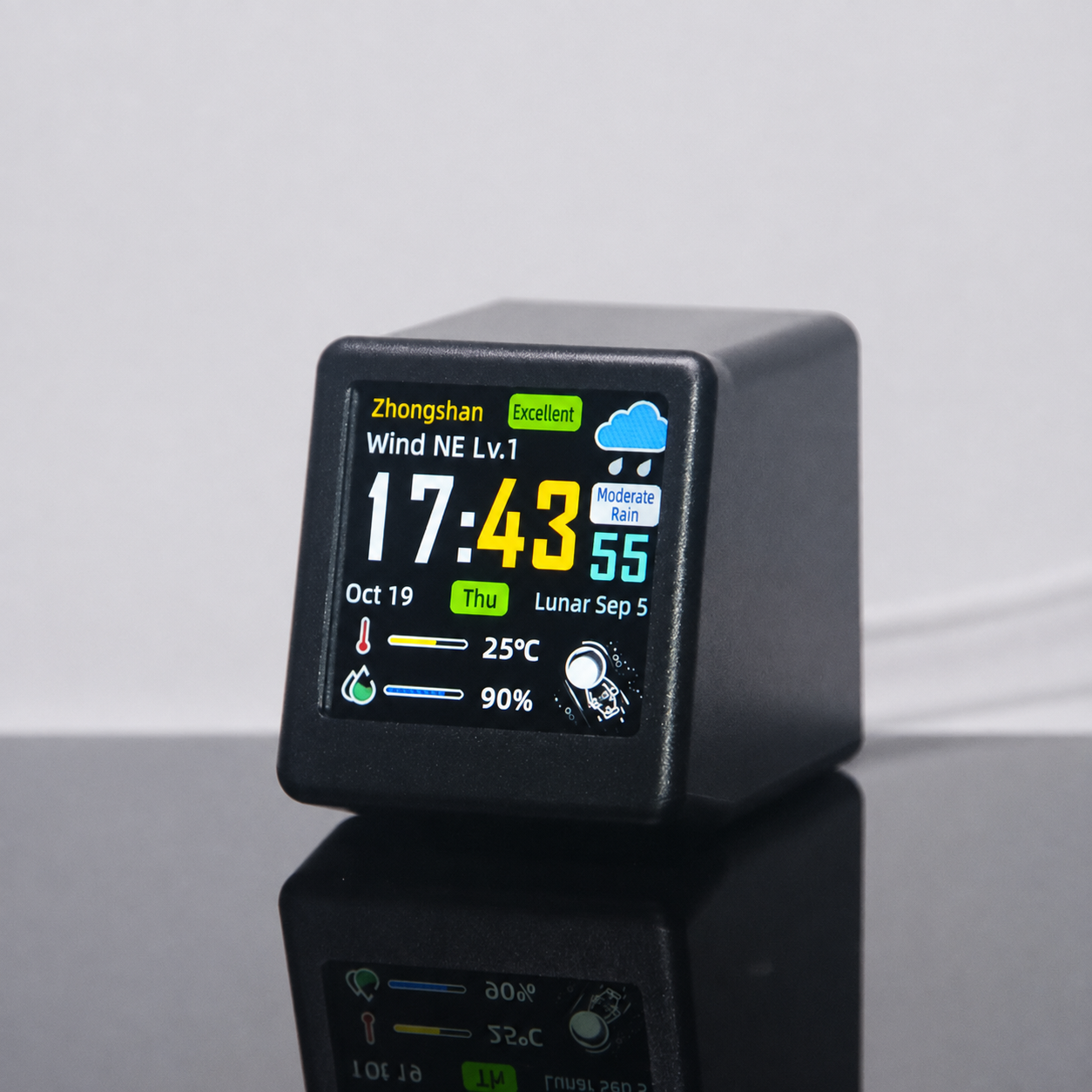 Meenova Smart Pixel WiFi Desktop Clock with Weather, Custom GIF Animation, Photo Album, Countdown Timer & Multi-Theme Display