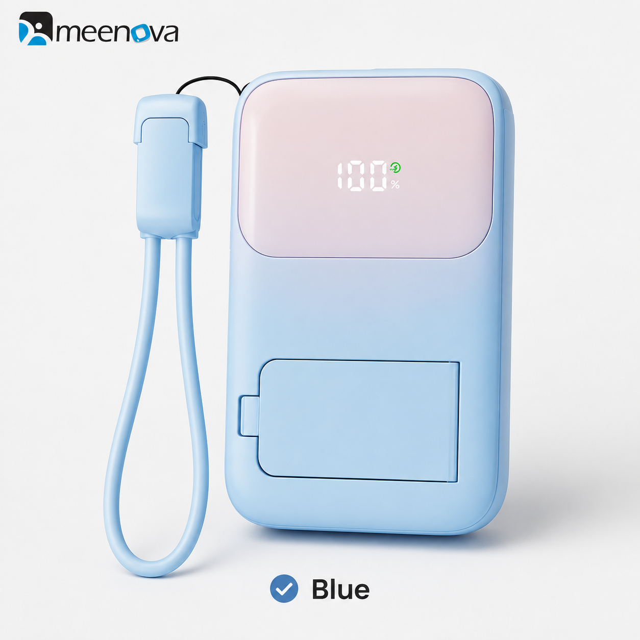 Meenova 10000mAh 3-in-1 Magnetic Wireless Power Bank with AC Wall Charger, Built-in USB-C & Lightning Cables, 22.5W Fast Charging, 15W Magnetic Charging & Kickstand