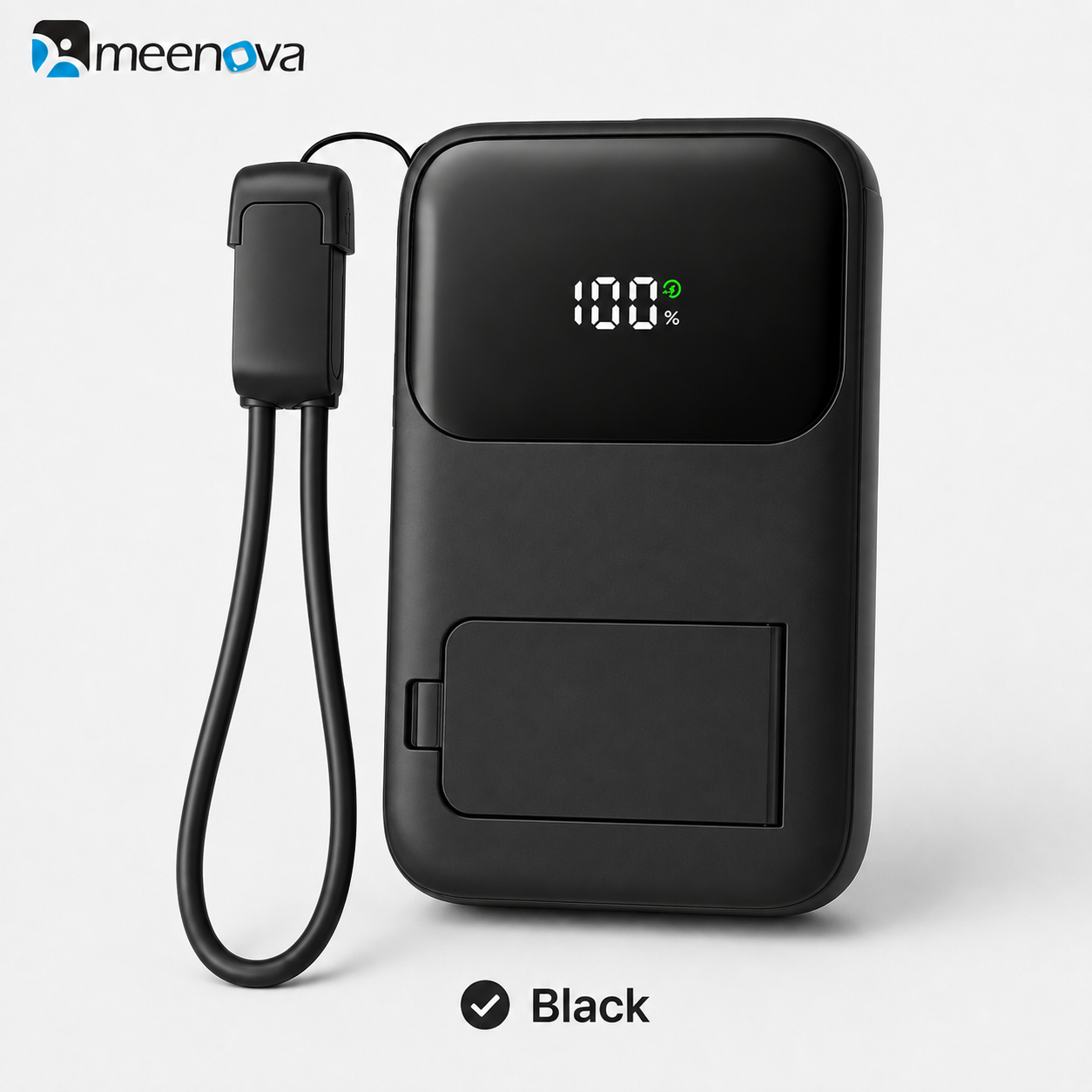 Meenova 10000mAh 3-in-1 Magnetic Wireless Power Bank with AC Wall Charger, Built-in USB-C & Lightning Cables, 22.5W Fast Charging, 15W Magnetic Charging & Kickstand