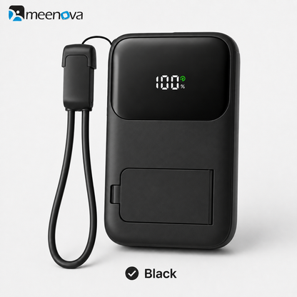 Meenova 10000mAh 3-in-1 Magnetic Wireless Power Bank with AC Wall Charger, Built-in USB-C & Lightning Cables, 22.5W Fast Charging, 15W Magnetic Charging & Kickstand