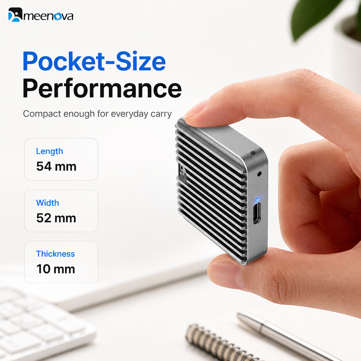 meenova M23 M.2 2230 SSD Enclosure – 10Gbps USB 3.2 Gen 2, NVMe / NVMe + SATA NGFF, Aluminum External SSD Case, Up to 4TB