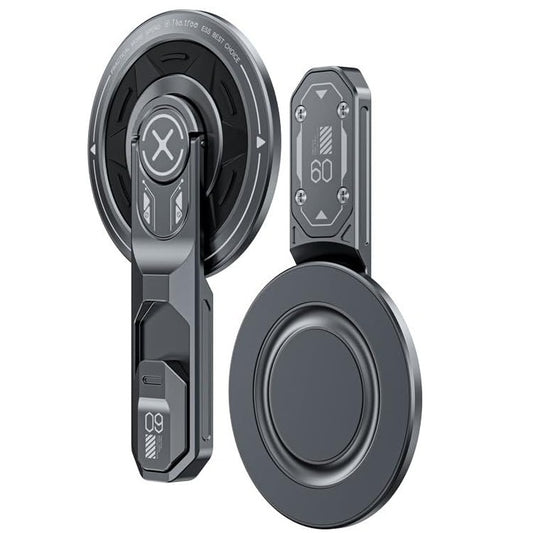 Magnetic Fidget Phone Stand for Magsafe, Aluminum Alloy 360° Rotatable Portable Desktop Holder for Mobile Phones and Tablets Meteor Gray.