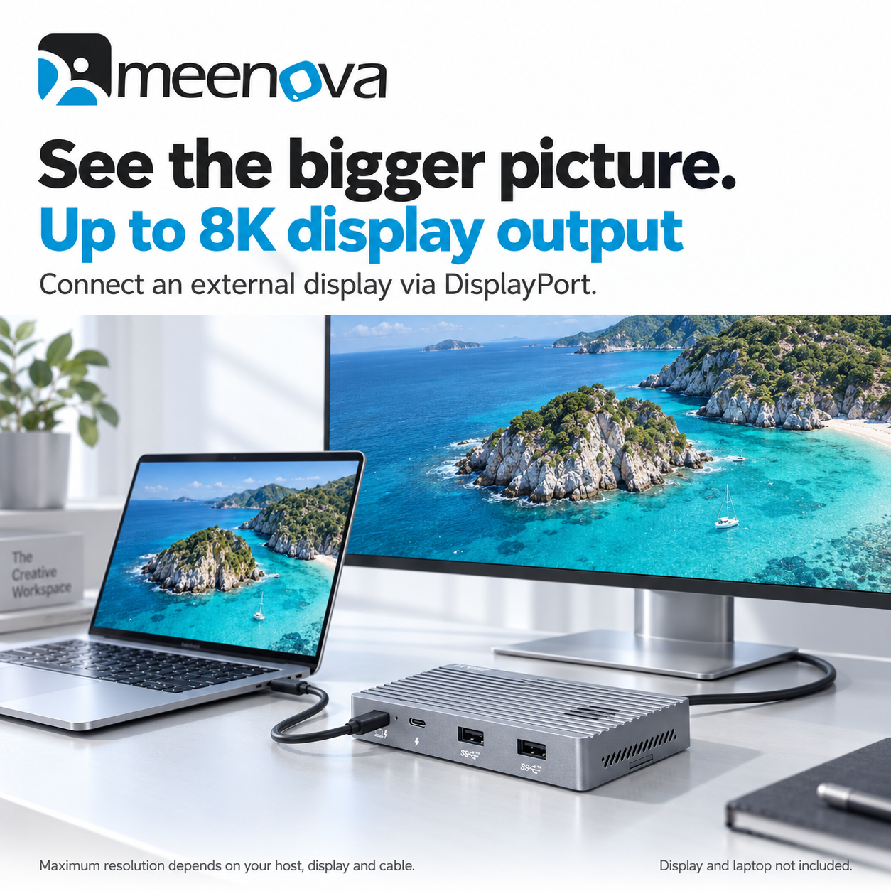 Meenova 40Gbps Thunderbolt 3 Dock with Dual M.2 NVMe SSD Slots, 8 Ports & 8K DisplayPort