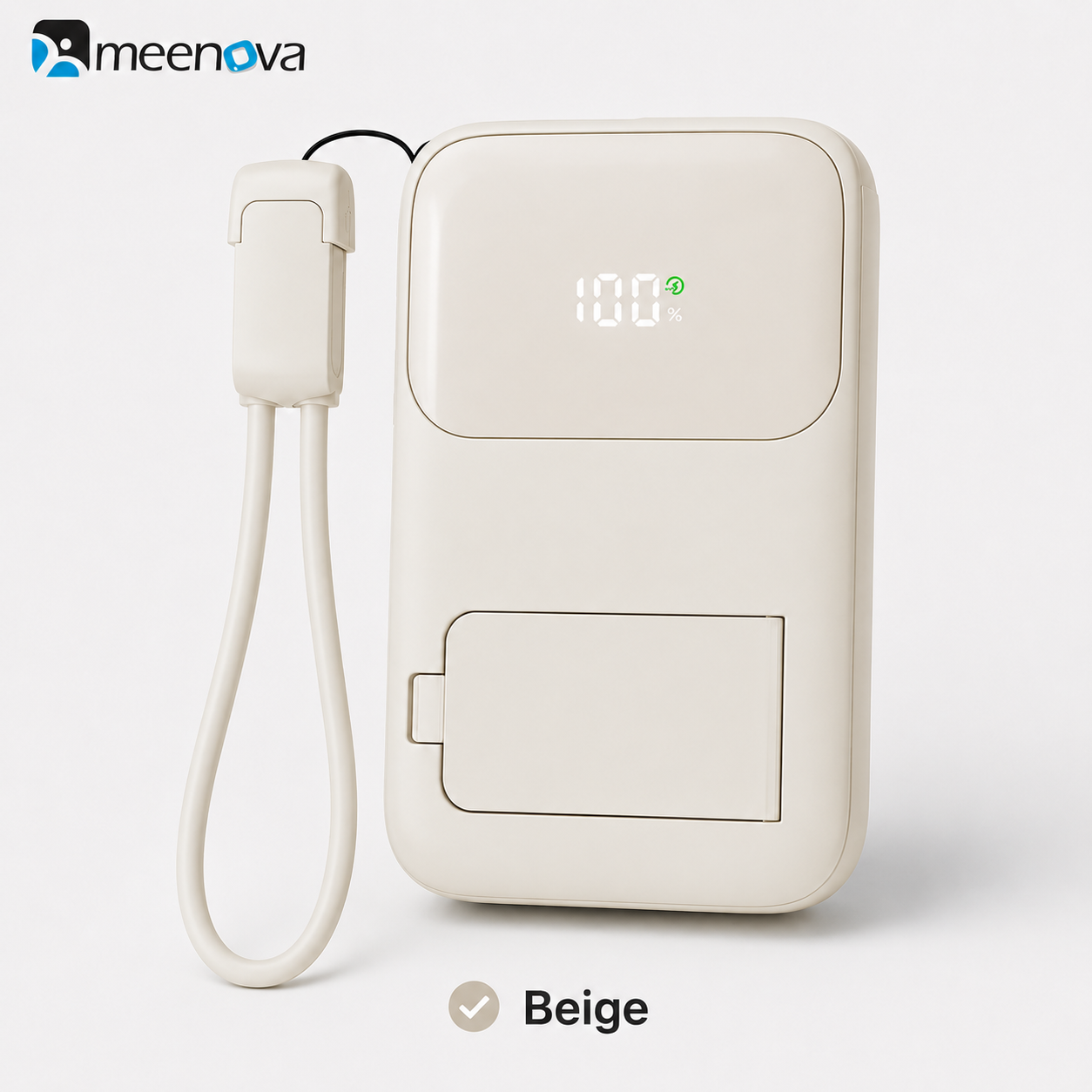 Meenova 10000mAh 3-in-1 Magnetic Wireless Power Bank with AC Wall Charger, Built-in USB-C & Lightning Cables, 22.5W Fast Charging, 15W Magnetic Charging & Kickstand
