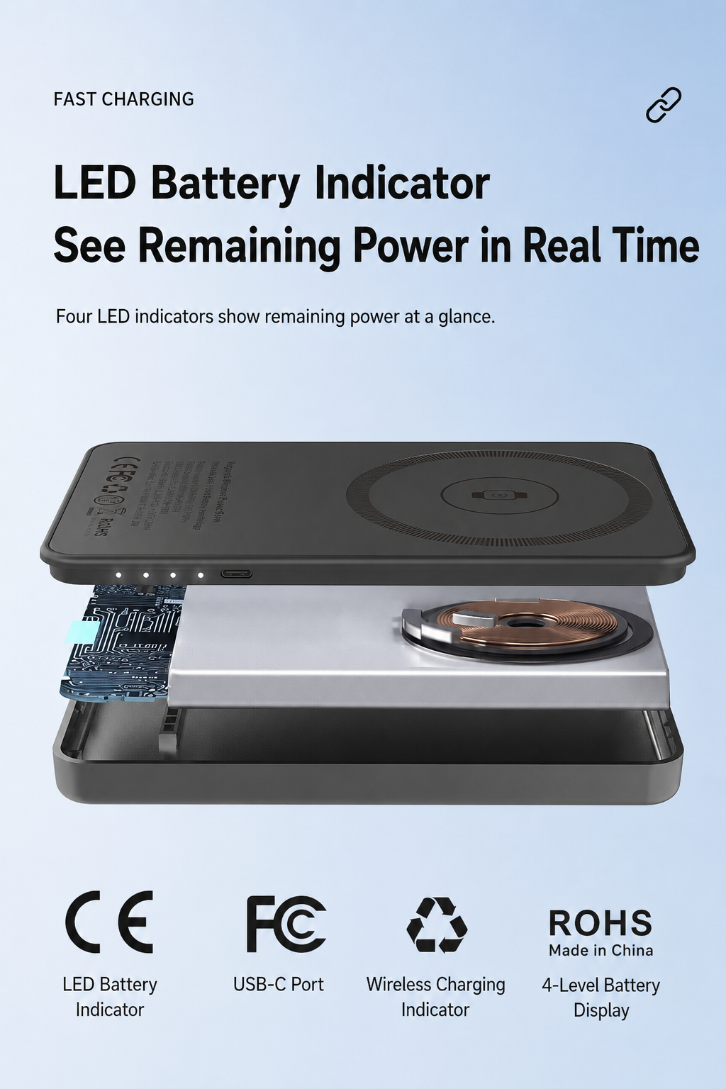 Meenova SolidPower Y 5000mAh Solid-State MagSafe Power Bank – 15W Wireless & 20W USB-C Fast Charging