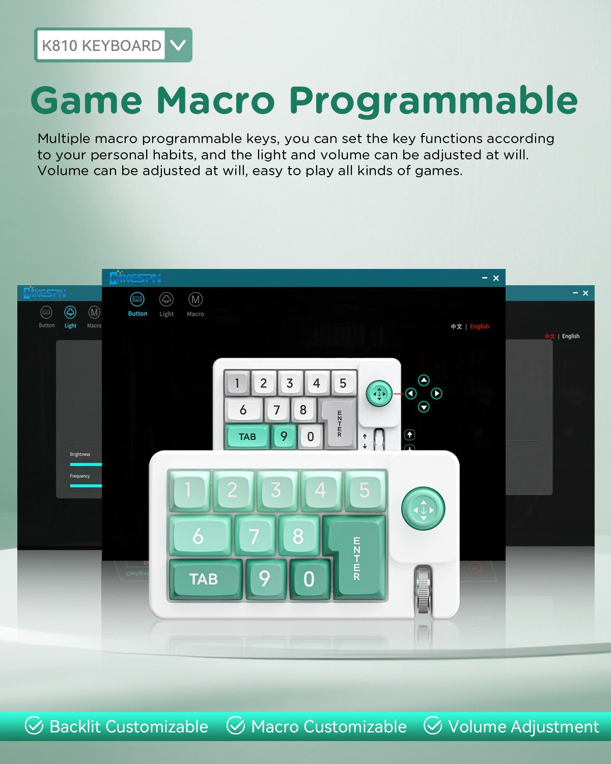 Meenova K810 Wired 12‑Key Hot‑Swappable Mechanical Numeric Keypad, Joystick Macro‑Programmable RGB Backlit USB‑C Keypad for Gaming & Office