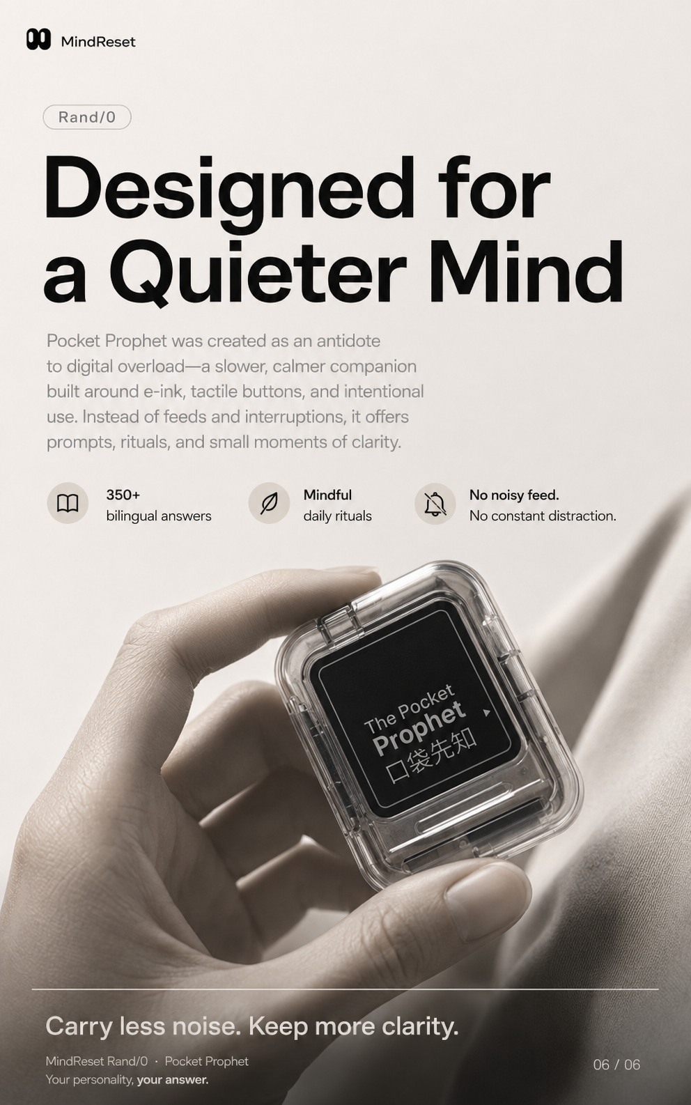 Meenova MindReset Rand/0 Pocket Prophet – E-Ink Decision Companion