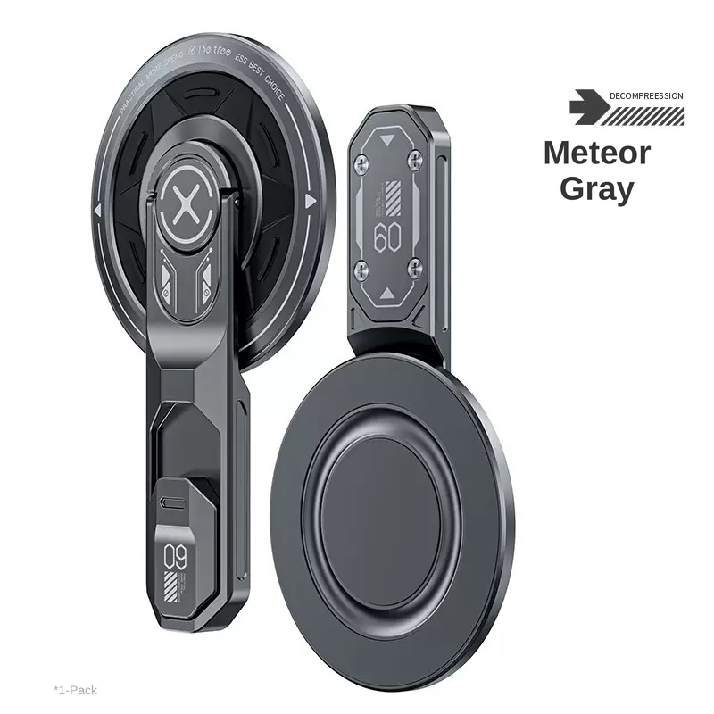 Magnetic Fidget Phone Stand for MagSafe, Aluminum Alloy 360° Rotatable Portable Desktop Holder for iPhone 18 Pro Max, iPhone Duo, Mobile Phones & Tablets, Meteor Gray