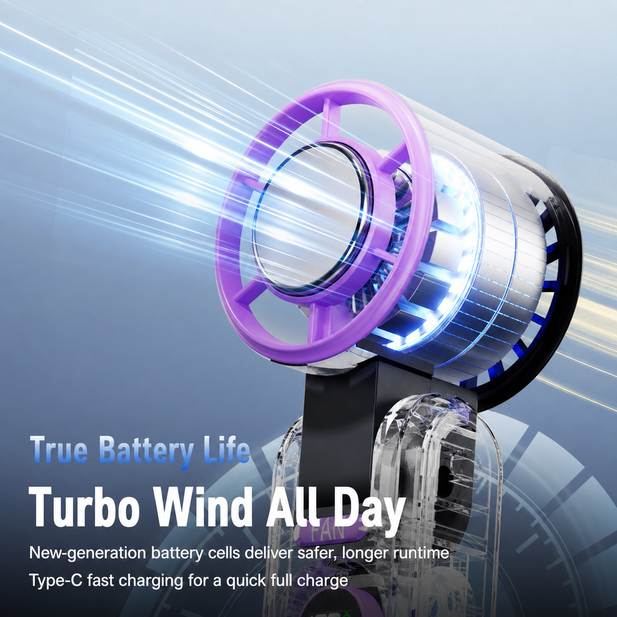 F17 Portable Ice-Cooling Handheld Fan, 3000mAh Rechargeable Mini Turbo Fan with Cooling Plate, 199 Speeds & Digital Display