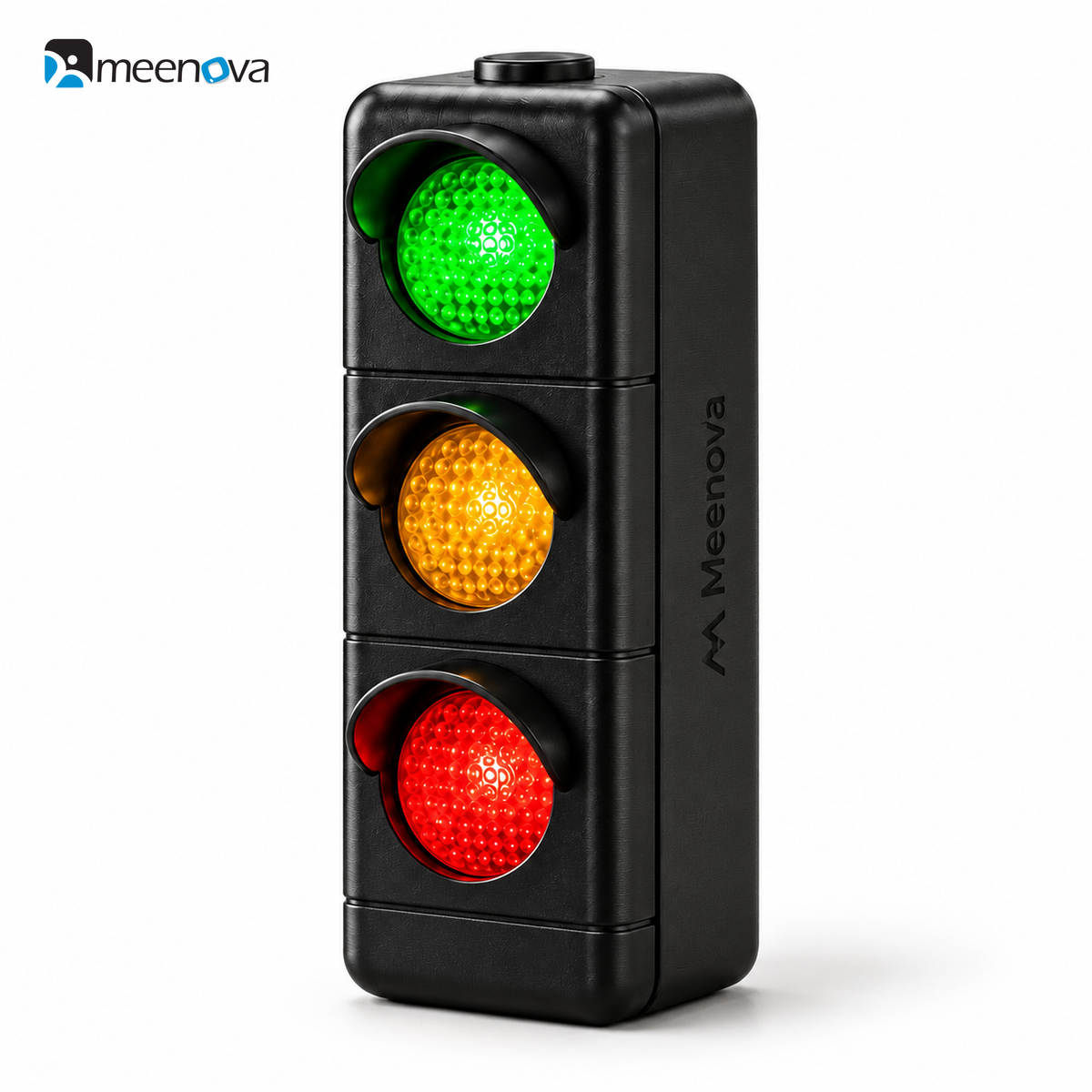 Meenova Light V3 black rechargeable three-head status light on white background