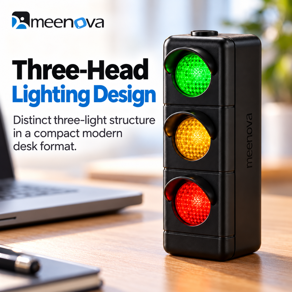 Meenova Light V3 black rechargeable three-head lighting display