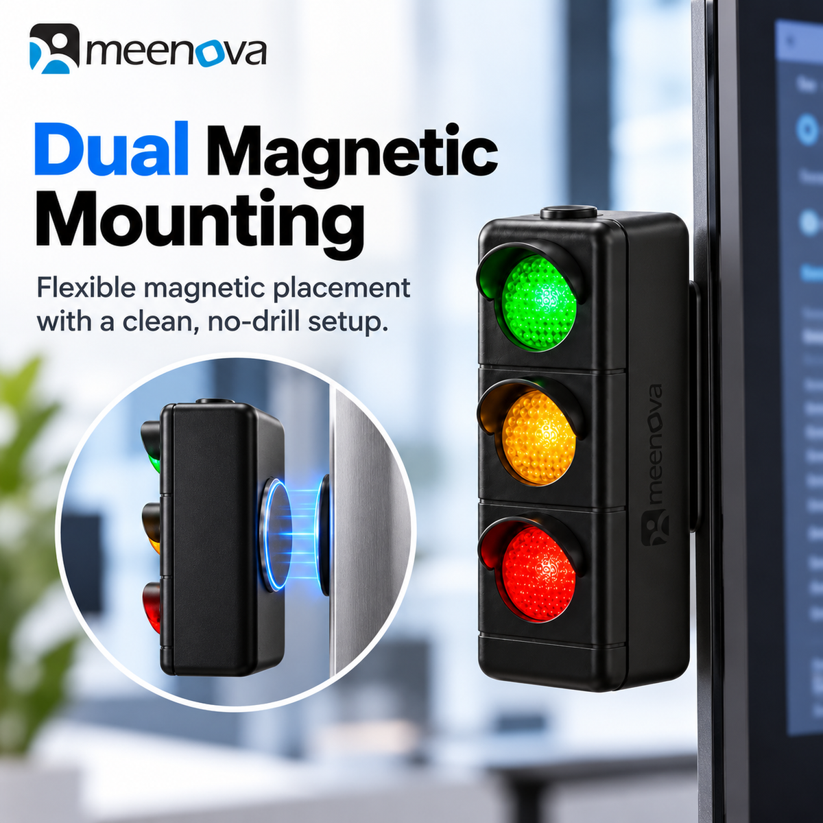 Meenova Light V3 black rechargeable dual magnetic mounting options