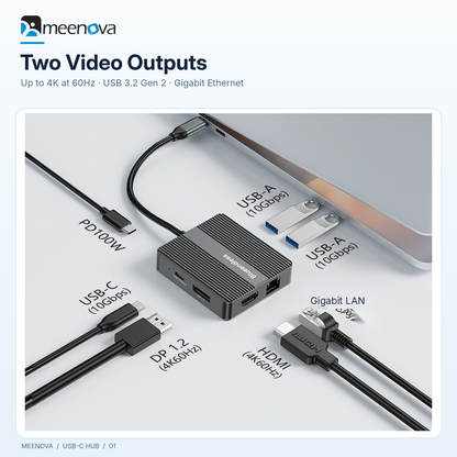Meenova USB-C hub port expansion and connected accessories