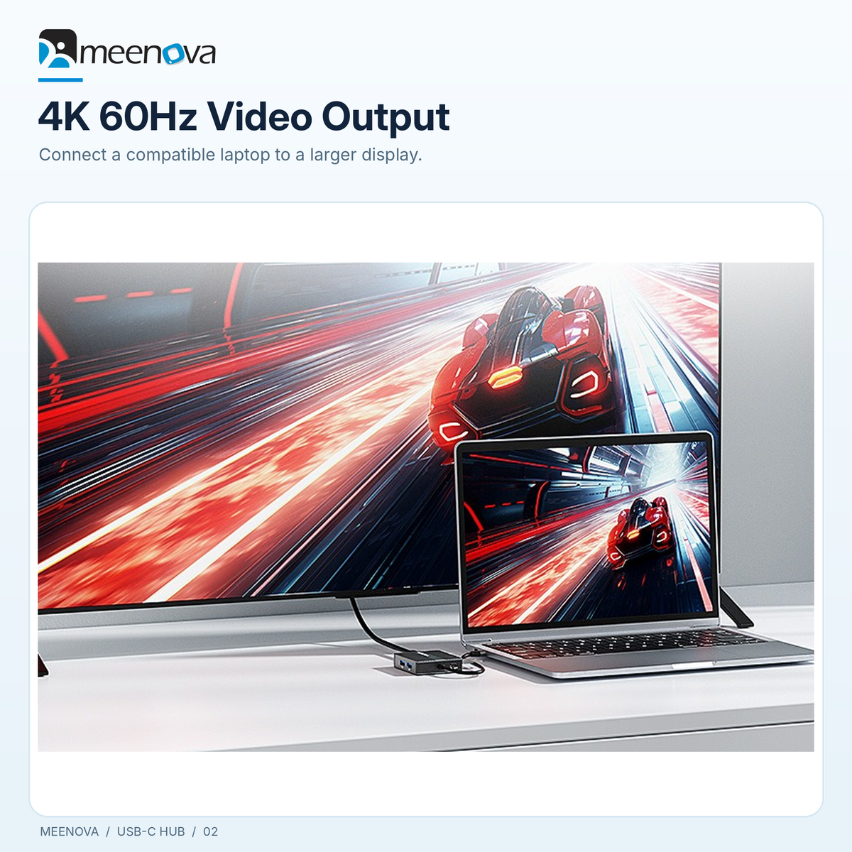 Meenova USB-C hub 4K 60Hz external display