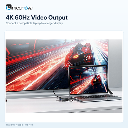 Meenova USB-C hub 4K 60Hz external display