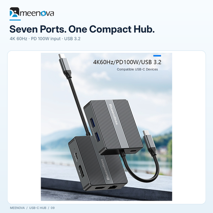 Meenova compact USB-C hub with integrated cable