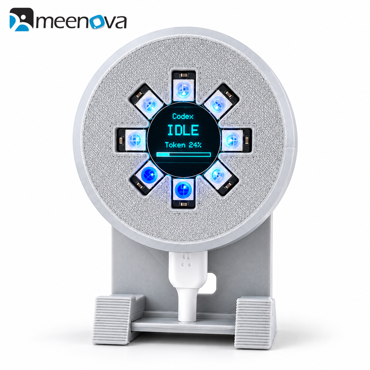 Meenova Light V3 silver gray wired status light on white background