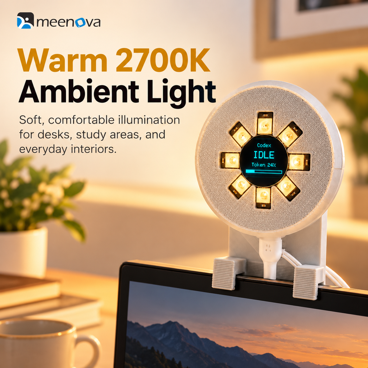Meenova Light V3 silver gray wired warm 2700K lighting