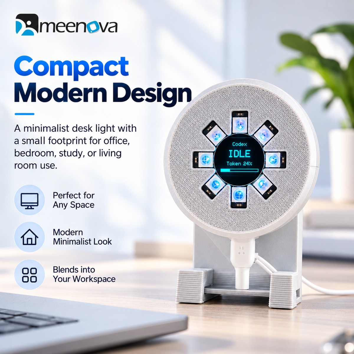 Meenova Light V3 silver gray wired compact design