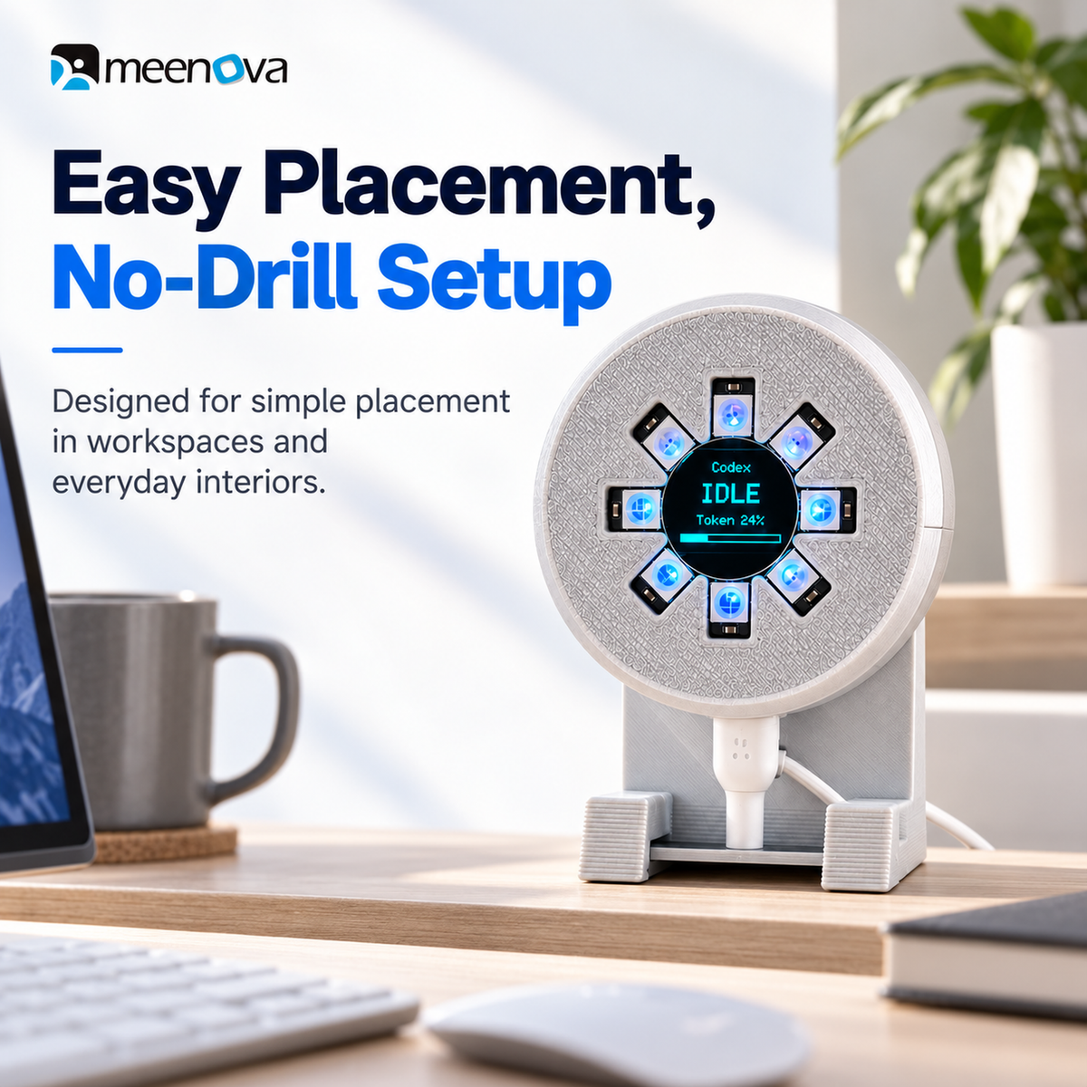 Meenova Light V3 silver gray wired no-drill placement