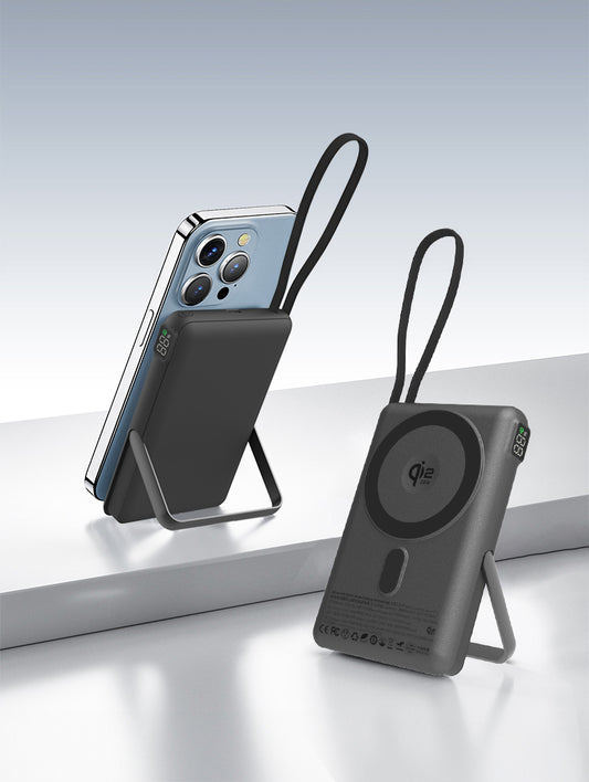 Meenova SolidPower Z 10000mAh MagSafe Power Bank – 30W USB-C, 25W Magnetic Wireless, Built-In Cable & Stand